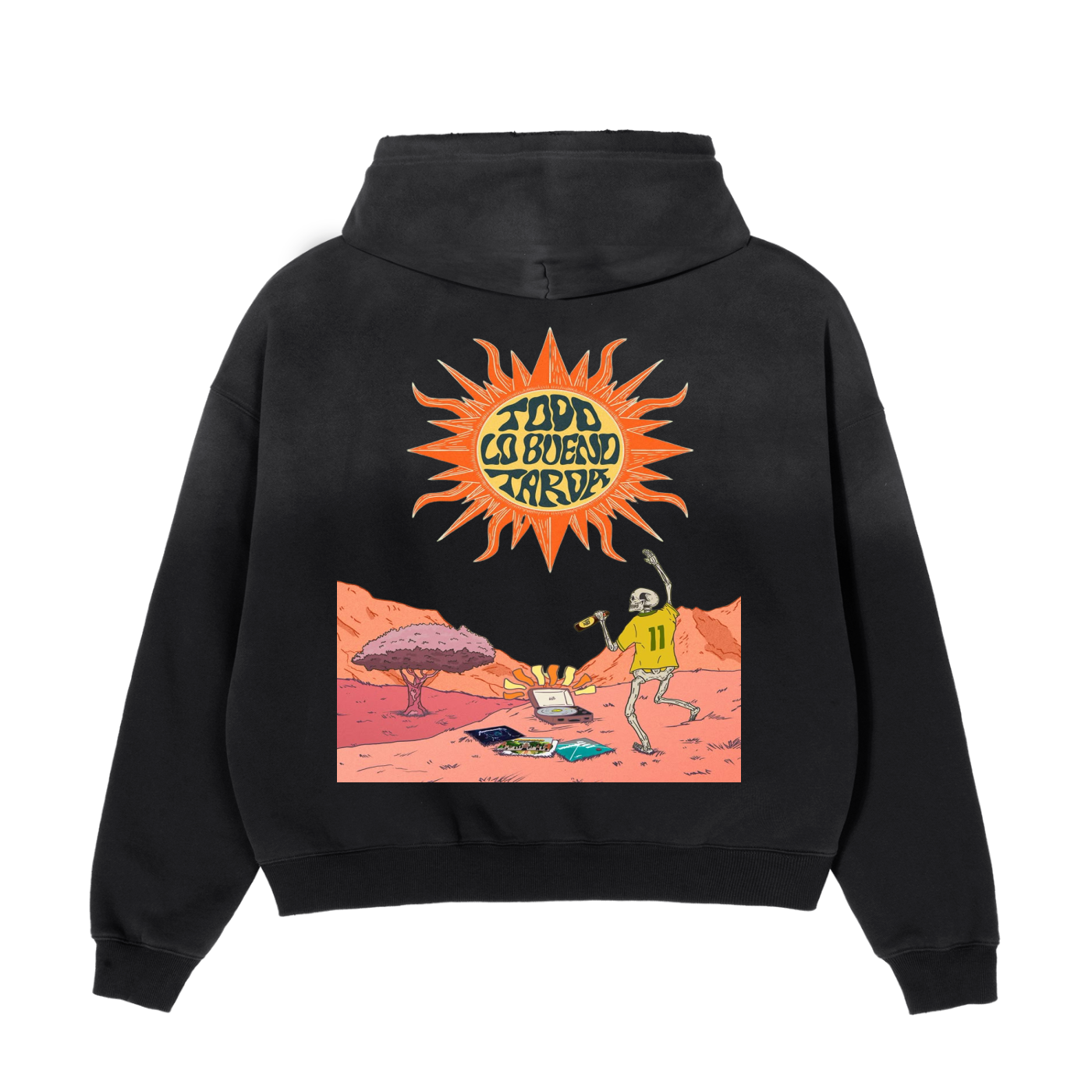 Frayed Sunfade Boxy Fleece Hoodie